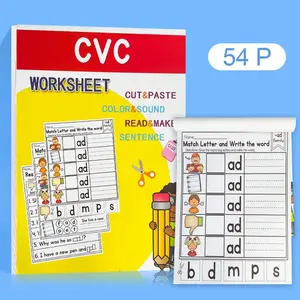 Children Interactive Cvc Word Reading Practice Book, Vowel & Consonant Pairing, Fill-In-The-Blank, Word Building, Early Reading Skills, School Supplies, Visual Learning Tools