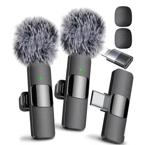 Mini Compact Wireless Lavalier Portable Microphone, Plug & Play, Compatible with iPhone Smartphone iPad Android Type-C, Ideal for Youtube Blogging Live Streaming