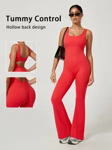 Women's Wide Leg Jumpsuit, Backless Sleeveless Workout, Waist Cinching Yoga Tight, Slim Fit, Suitable for Pilates and Gym, Yoga Activewear Jumpsuit