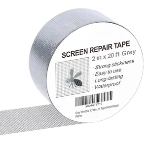Grey Window Screen Repair Tape, 2IN X 20FT Screen Repair Kit for Windows or Doors,  Adhesive Fiberglass Mesh Patch Tape