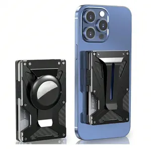 Men's Credit Card Holder Compact RFID Blocking Air Tag Wallet Magnetic Phone Case with Anti-Theft Feature