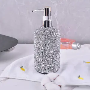 1pc 500ML Shower Gel Shampoo Conditioner Dispenser Bottle with Rhinestones, Shiny Hair Wash Conditioner Empty Bottle, Bathroom Salon Use, Bathroom Accessory