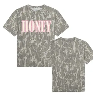 Honey Short Sleeve Pattern Camo Tee 3D, Mossy Oak Washed Out Camo Tee, Pink Honey Hunting 3D Gift for Him, for Her