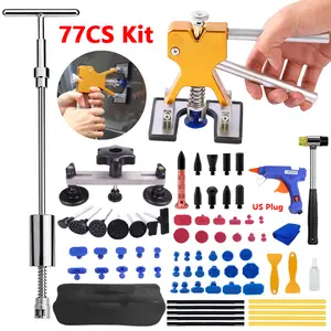Paintless Dent Repair Tool Kit 77pcs Car Dent Puller with Hot Melt Adhesive for Auto SUV Motorcycle Small Dents Vehicle Repair Kit