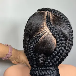 Cornrow braided full lace black glueless summer wig