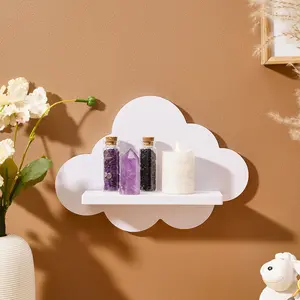 Cloud-Shaped Wall Shelf, Wall Mount Design, 6.4x9.1 Inch Foam Board Display Rack, Simple Indoor Home Decor Storage Organizer, Crystal Showcase Holder