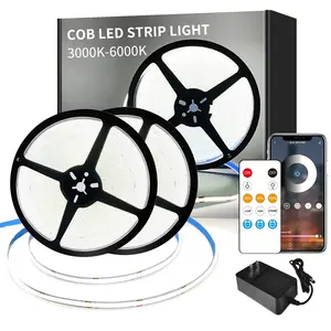 COB LED Strip Lights – Dimmable 6000K White, Flexible Rope Lights with Remote & App Control – Ideal for Bedroom, Living Room, Shelves & Cabinets