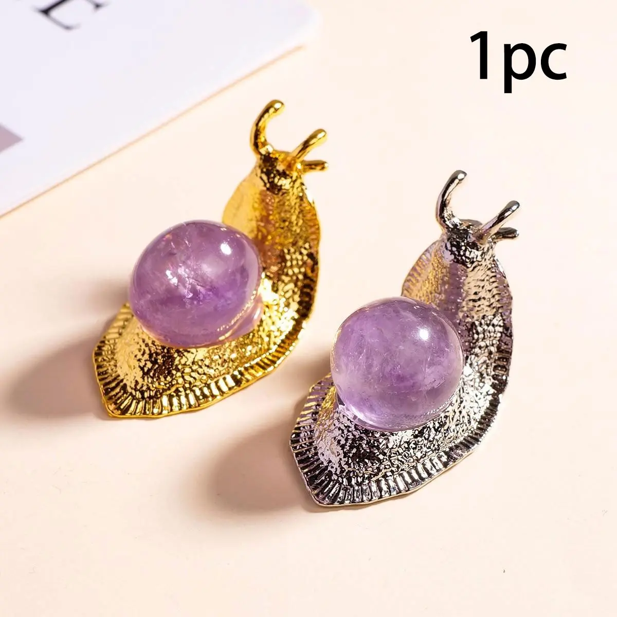 Natural Rolling Stone Snail Gemstone Amethyst, Healing Reiki Crystal, Home Desk Ornament, Delicate Decoration, Unique Crystal Design, Natural Crystal Sphere, Crystal Carvings, Gift Ideas