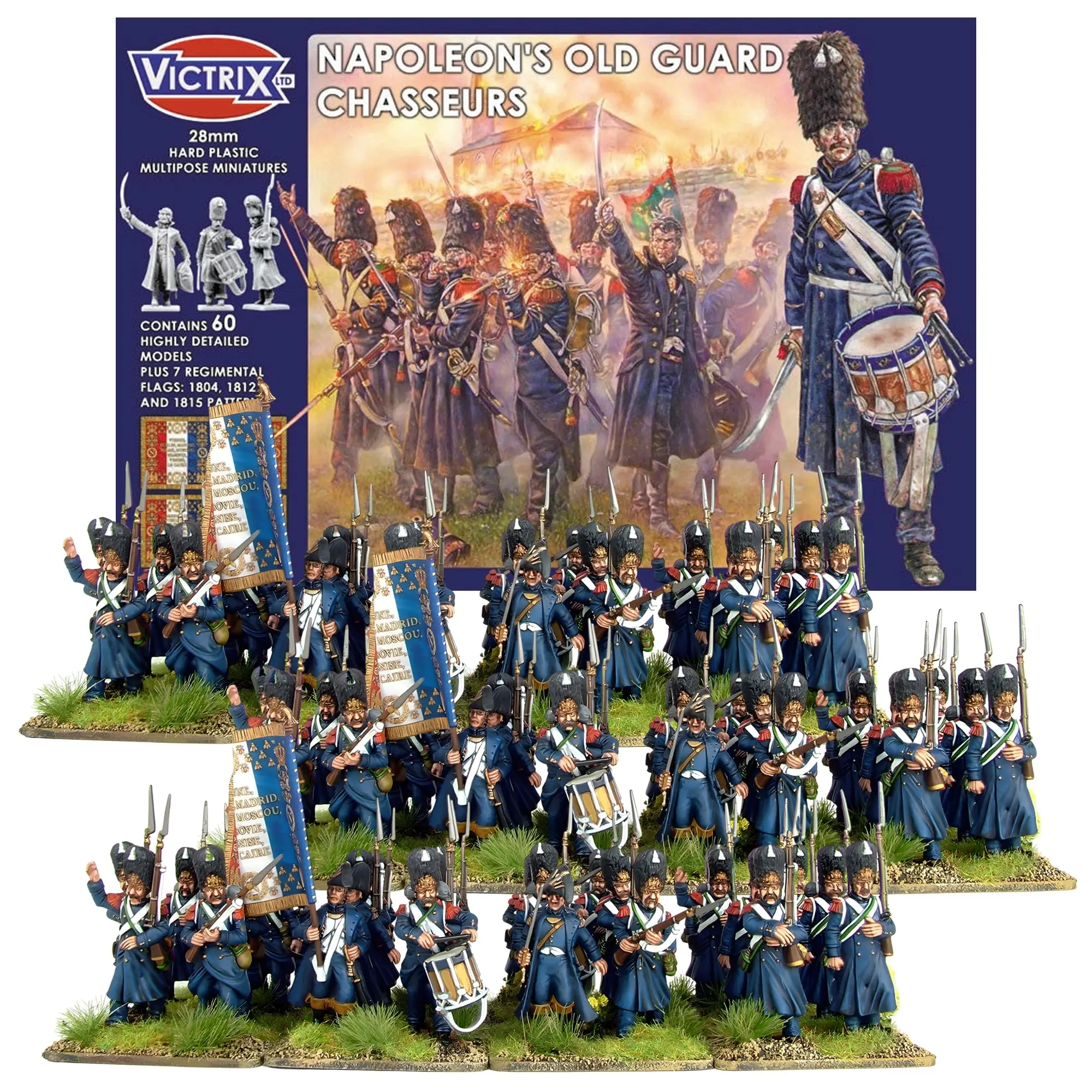 Victrix Napoleon's Old Guard Chasseurs Set - 60 Detailed 28mm Miniatures for Wargaming Dioramas