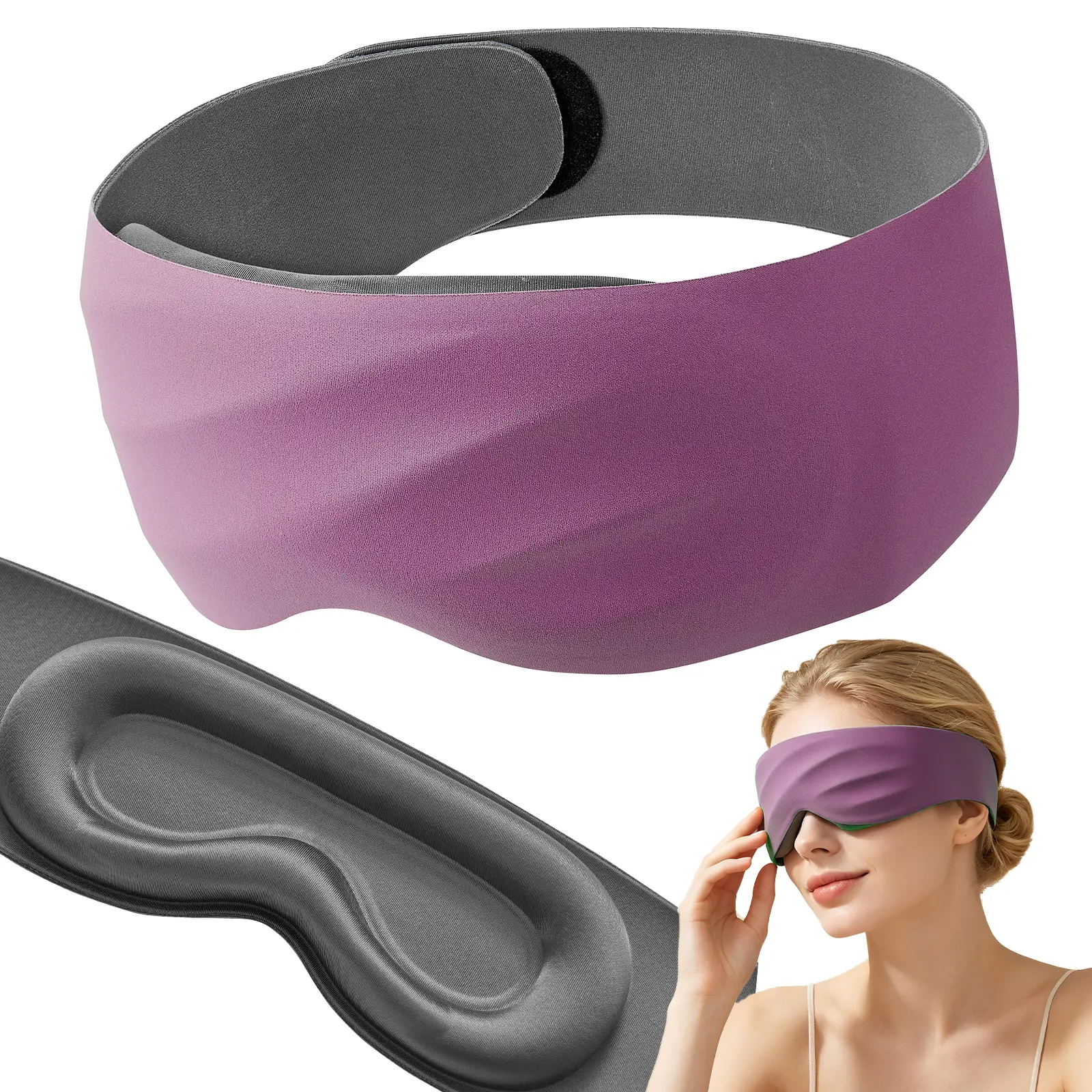 Fismool 3D Lavender Aromatherapy Sleep Mask | 100% Total Blackout Eye Mask for Sleeping, Relieve Eye Strain & Insomnia