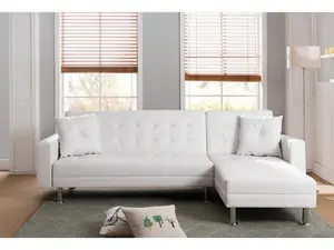 TaylorAnn Jett Nutall 8036-WH Modern Style White Faux Leather Sectional Sofa with Reversible Chaise 99.5"x61"x31" H for Versatile Living Space