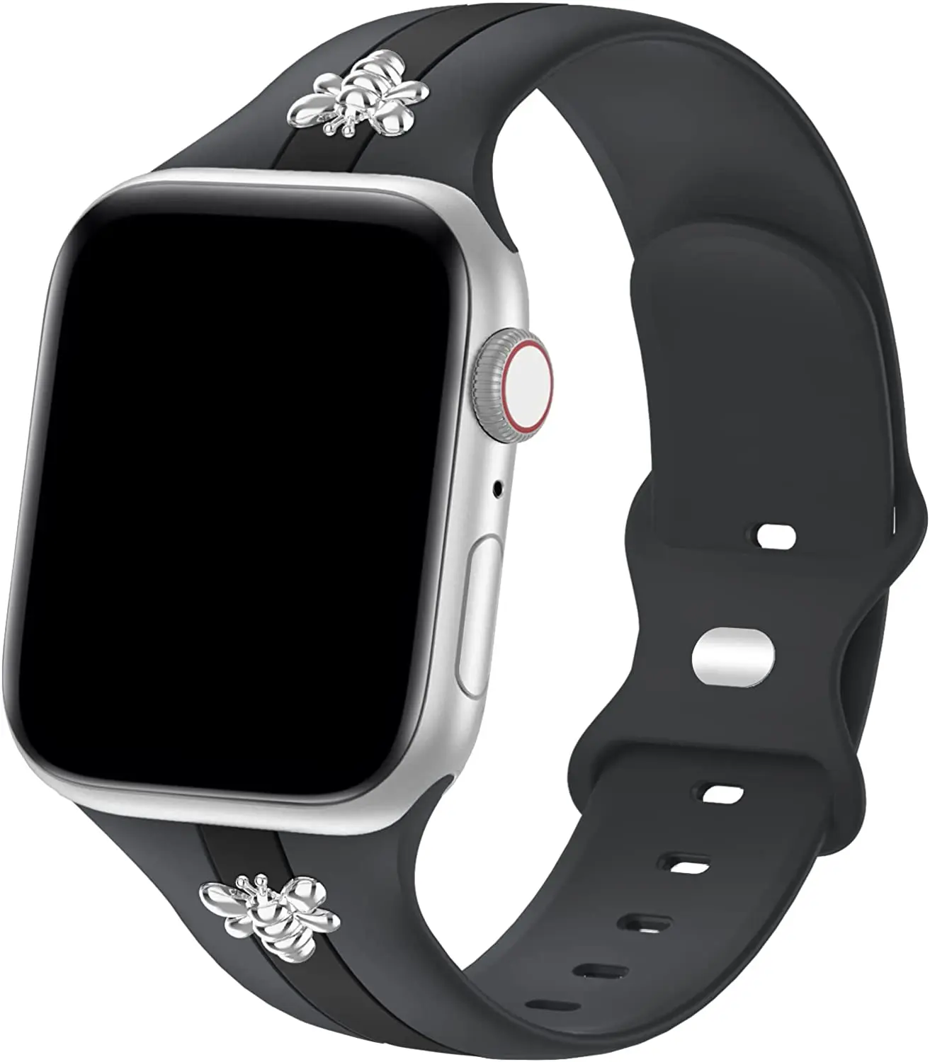 New Design Silicone Watch Band with Gold Charm – Compatible with 38mm–49mm Smartwatches, Adjustable Unisex Strap for Series 1–9, SE, Ultra