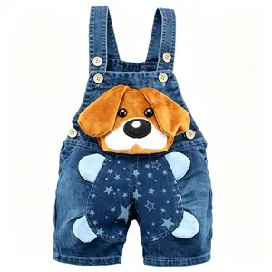KIDSCOOL SPACE Kid Friendly Adorable Boys' Overalls - Character-Themed Jumpsuits, Toddler Summer Denim Shortalls with 3D Cartoon Animal Details, Boy Clothes