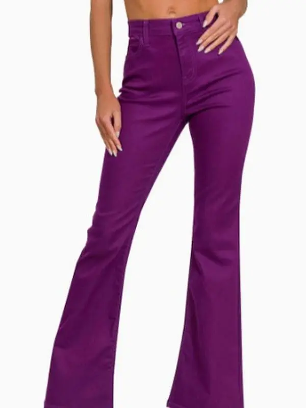 Zenana High Rise Boot Cut Stretch Denim (plum)
