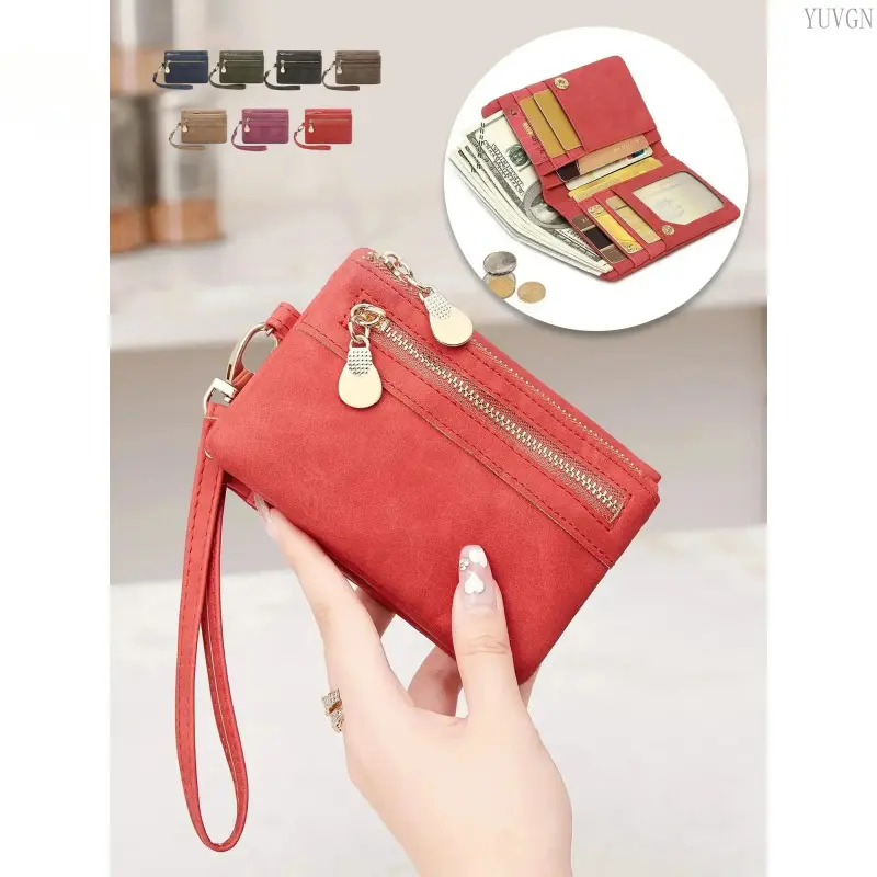 Women's Minimalist Bifold Wallet with Short Wristlet - Lightweight Clutch Purse and Card Holder with Zippered Coin Pocket, Ideal for Casual Outings and Travel, Wallets, Wallets For Women