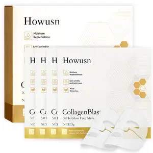 [Howusn] Deep Collagen Mask (4 sheets), Korean Skincare, Anti-aging, Pore Tightening, Firming, Glow, Glass Skin, K-beauty Sleeping Mask, Collagen+Plant extracts, Gentle and Non-irritating, Facial Mask.