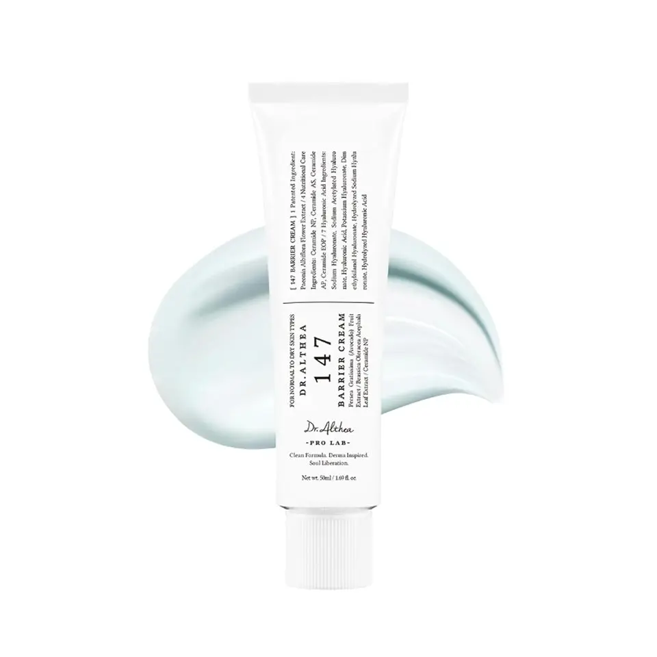 Dr. Althea 147 Barrier Cream - Korean Vegan Gentle Moisturizer with Ceramide, Hyaluronic Acid, Argan Oil, Avocado for Dry, Sensitive Skin (1.69 fl oz)