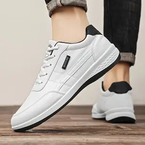 Black-Orange Contrast Casual Sneakers: Black upper with orange accents + white textured sole, leather upper for quality and durability, soft cushioning for comfort, suitable for daily commute/light outings, blending style and practicality