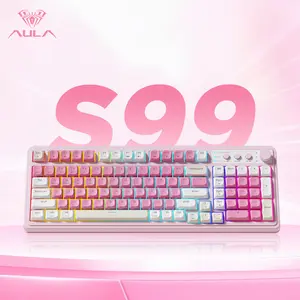 AULA S99 Wireless Membrane Keyboard, Tri-Mode Bluetooth/2.4GHz/USB-C Cute Gaming Keyboard with Number Pad RGB Backlit, Media Knob Computer Keyboards for MAC Xbox PC Gamer