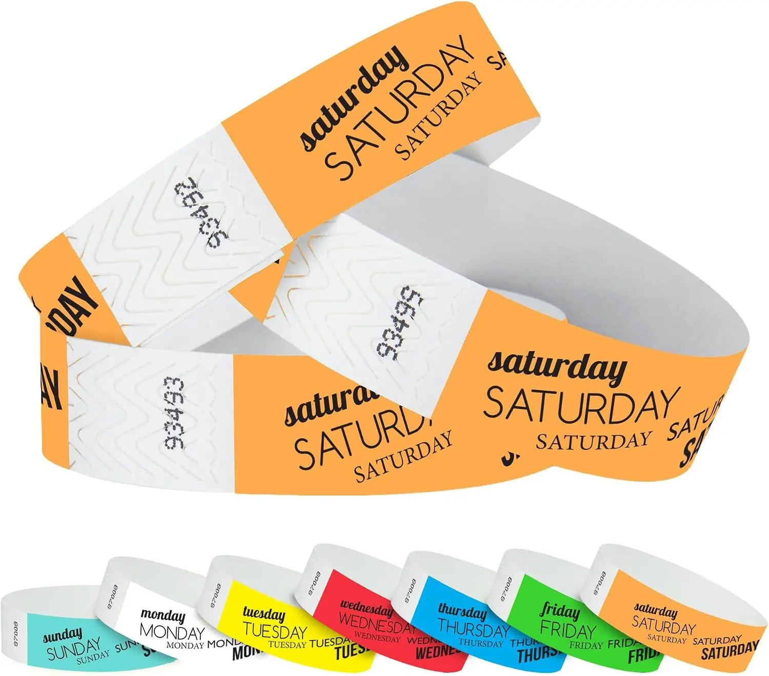 500 WristCo Saturday Neon Orange Tyvek Wristbands for Events - Tamper-Proof | Comfortable Water/Tear-Resistant - USA Made Tyvek Wristband ID Bracelets for Events, Concerts, Party Security, VIP Admission