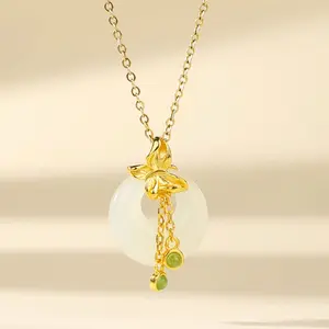 Nancy Jade & Jade Chalcedony Pendant Necklaces
