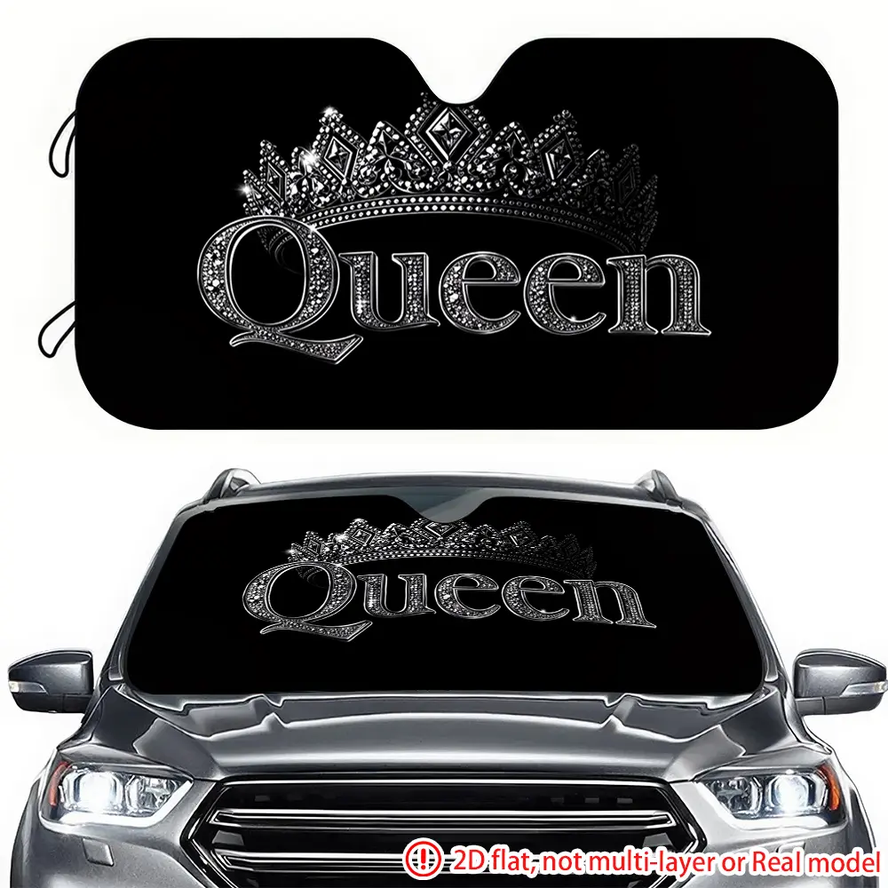 1pc Queen's Crown Diamond Letter Car Sunshade 2D High Definition Printing, Car Sunshade Effectively Block Sunlight, Suitable for Front windshield Decoration of General Motors, Motorhomes, SUVs, Car Window Cover, Car Sunshades For Windshield