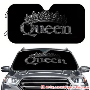 1pc Queen's Crown Diamond Letter Car Sunshade 2D High Definition Printing, Car Sunshade Effectively Block Sunlight, Suitable for Front windshield Decoration of General Motors, Motorhomes, SUVs, Car Window Cover