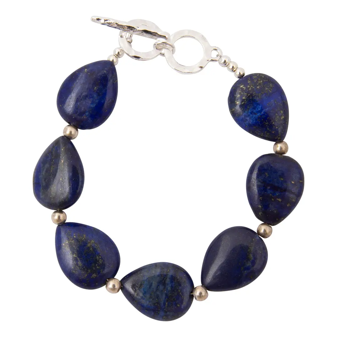 Azure Blue Lapis Silver Toggle Bracelet