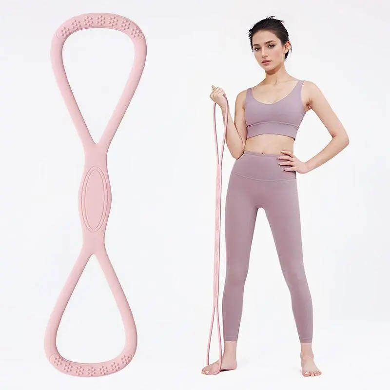 Women's Figure-8 Loop Resistance Bands - Ergonomically Designed Skin-Friendly Silicone Durable Stretching Elasticity Bands, Home Gym Fitness Equipment for Core Engagement, Lower Body Workout, Toned Arms & Arm Workout for Woman, Durable Stretching Band, Re