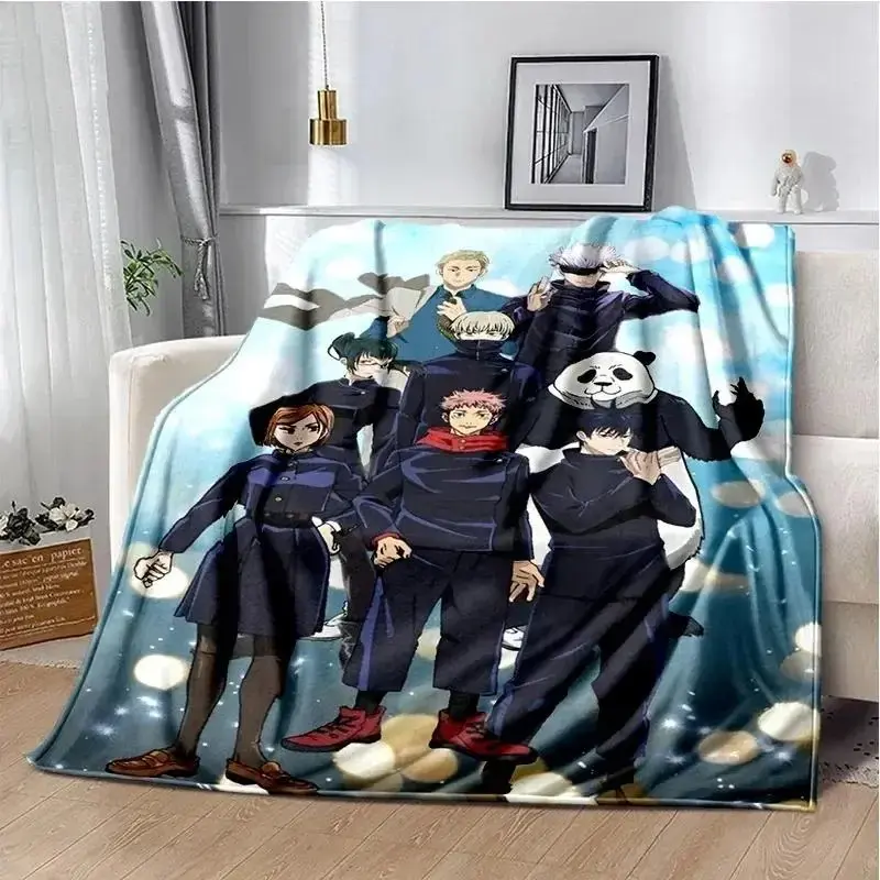 Cartoon Anime Jujutsu Kaisen Throws Blanket Super Soft Featuring Yuji,Megumi,obara and Satoru Gojo Blanket for Travel Beding Bed  Accessory Set
