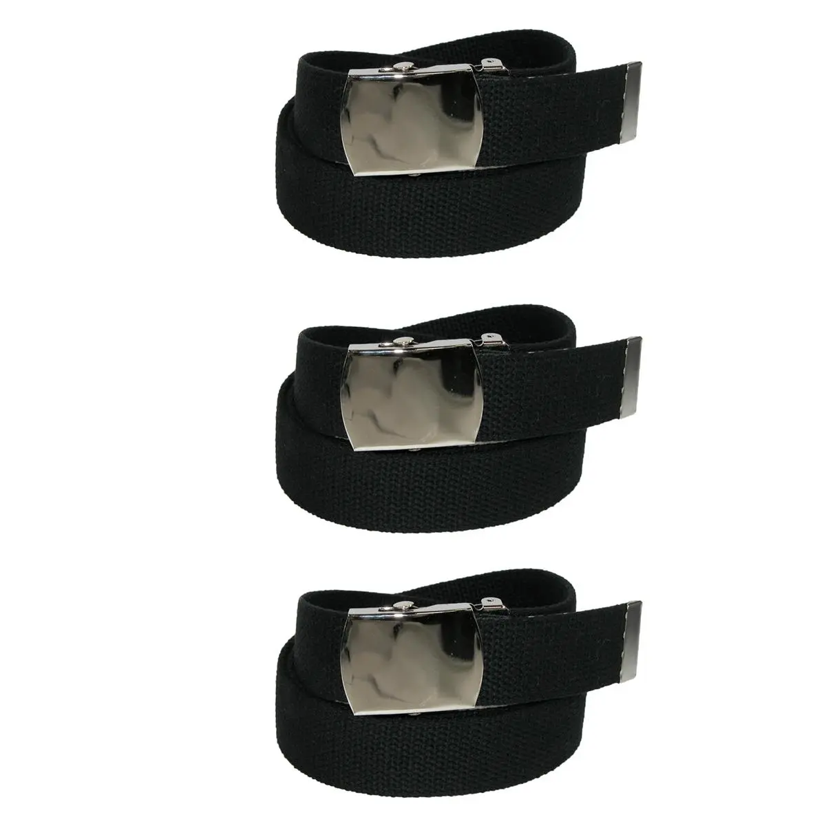 CTM Cotton Adjustable Belt with Nickel Finish Buckle (Pack of 3), Removable Buckle Belts