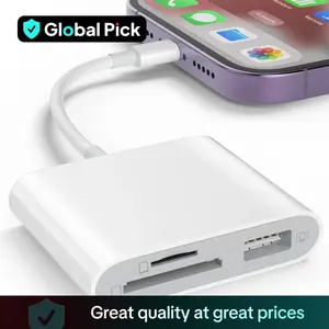 SD Card Reader OTG Adapter for iPhone, Memory Card Reader with USB Camera Adapter, Plug & Play Trail Game Camera SD Card Viewer for iPad, SD Cards Reader