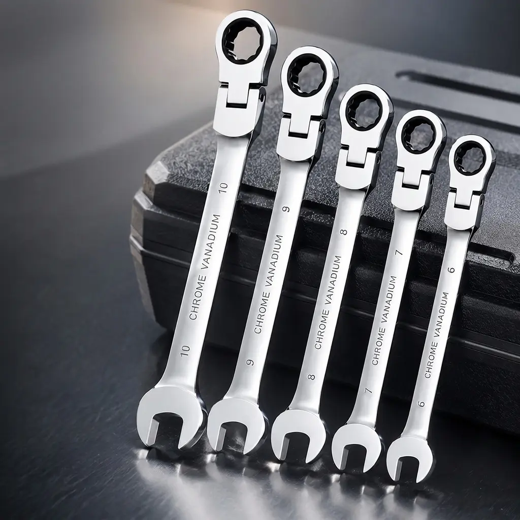 5Pcs Metric Reversible Ratchet Wrench Set | 6–10 mm Ratchet Wrench Set | 72 Teeth | Chrome-Plated, Ideal for Bicycle Repair, Home Improvement, and More