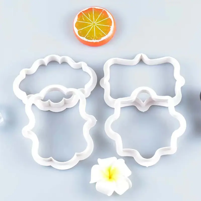 4pcs Personalized Name Plate Cookie Cutter for Customized Cookies at Birthday Wedding and Baby Shower Parties Baking Tools