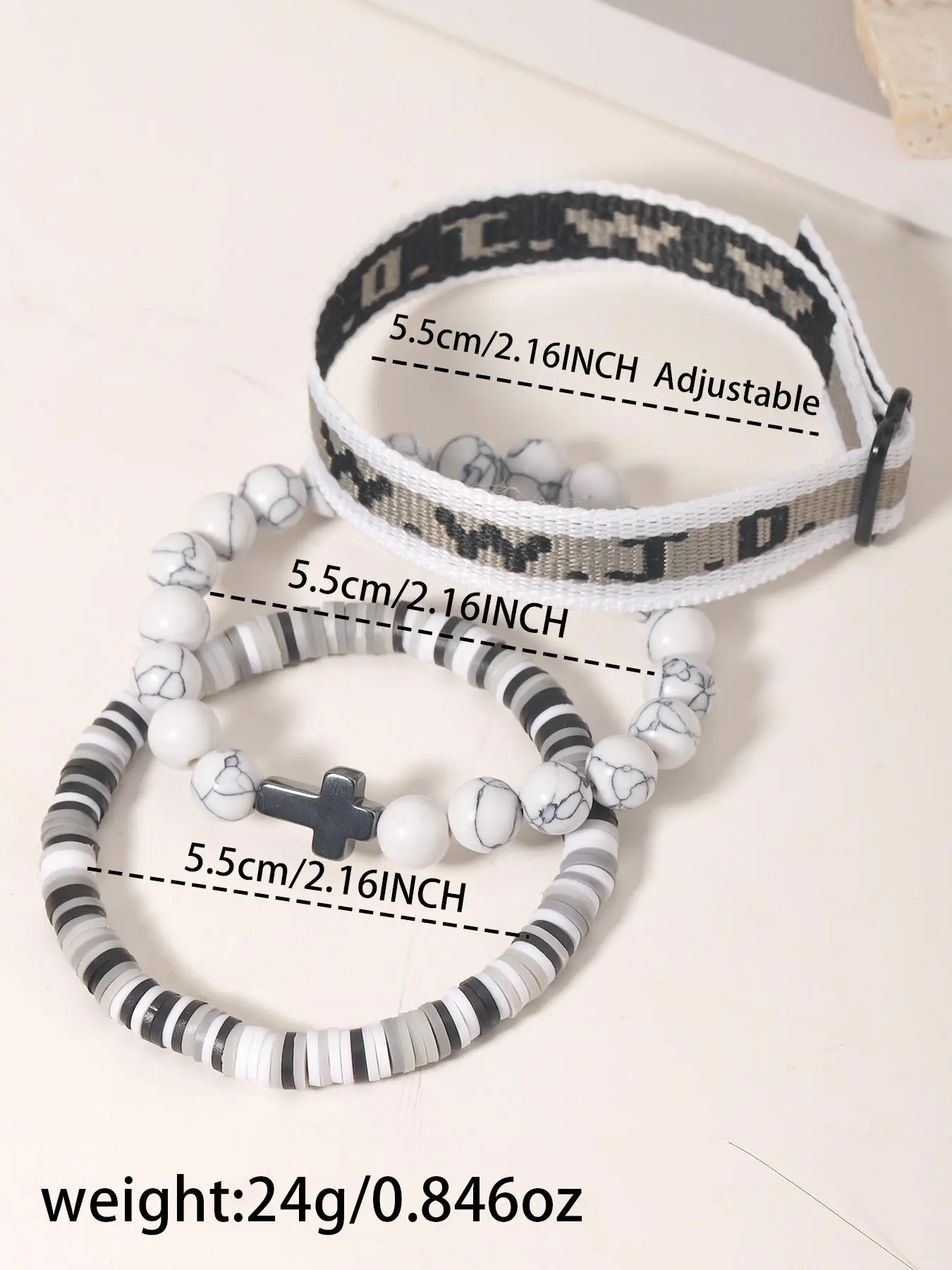 WWJD Beaded Bracelet, Fashionable Cross Charm Decor Bracelet for Women & Men, Trendy All-match & Exquisite Jewelry for Birthday Gift WWJD Beaded Bracelet, Fashionable Cross Charm Decor Bracelet for Women & Men, Trendy All-match & Exquisite Jewelry for Birthday Gift