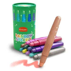 iCrayon Rainbow Sparkle Glitter Twistable Crayons for Toddlers - 12 Vibrant Metallic Gel Crayons for Kids, Washable, Non-Toxic, Easy Twist-Up Design, Perfect for Doodling & Drawing tiktokshopspringglowup