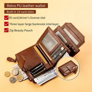 2026 Premium Soft Leather Short Wallet, Slim Compact Multi-Functional Men's Wallet with Coin Pouch