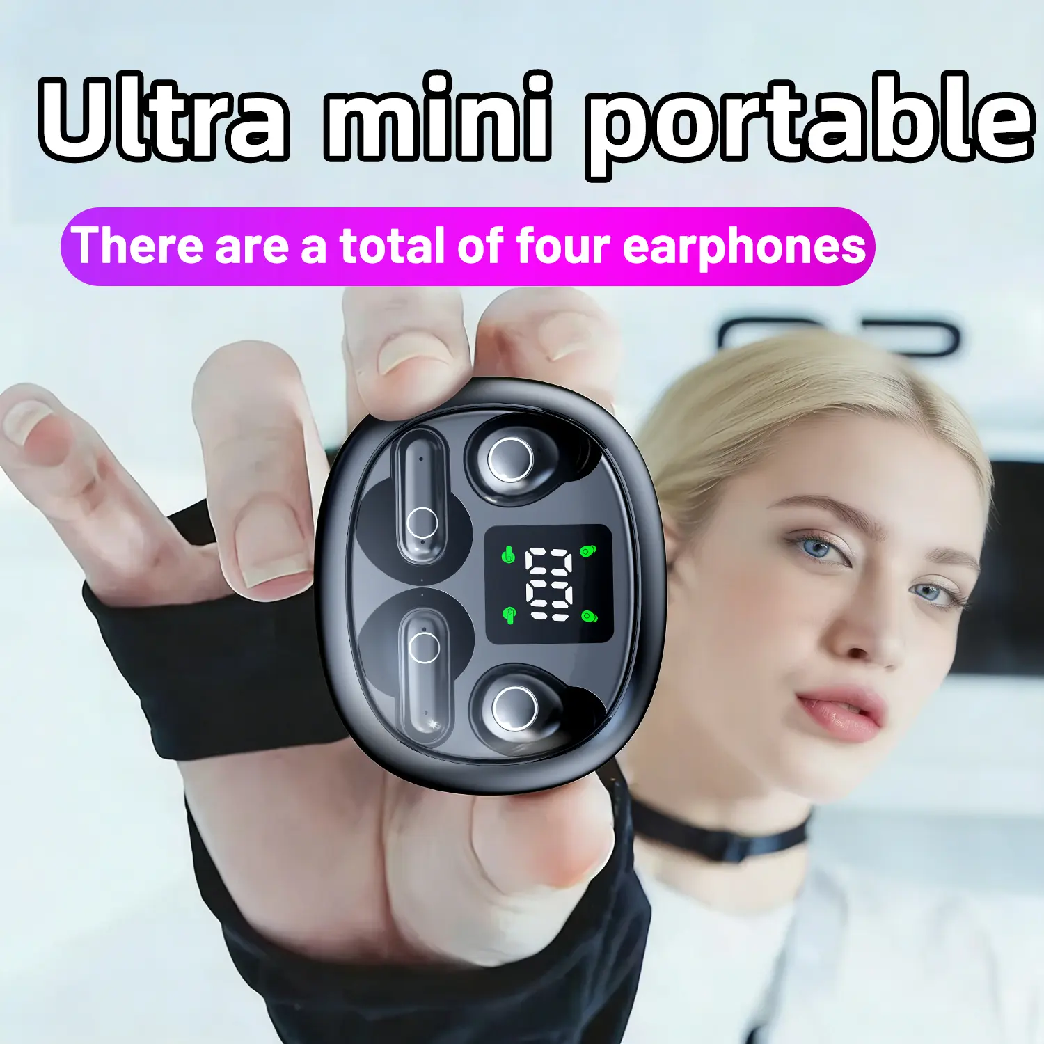 Wireless sleep earphones,Bluetooth gaming earphones,2-in-1 function earphones,touch operation,high-definition sound quality,comfortable to wear,digital screen display,compatible with iOS and Android,suitable for sleep,gaming,calling,and work classroom use