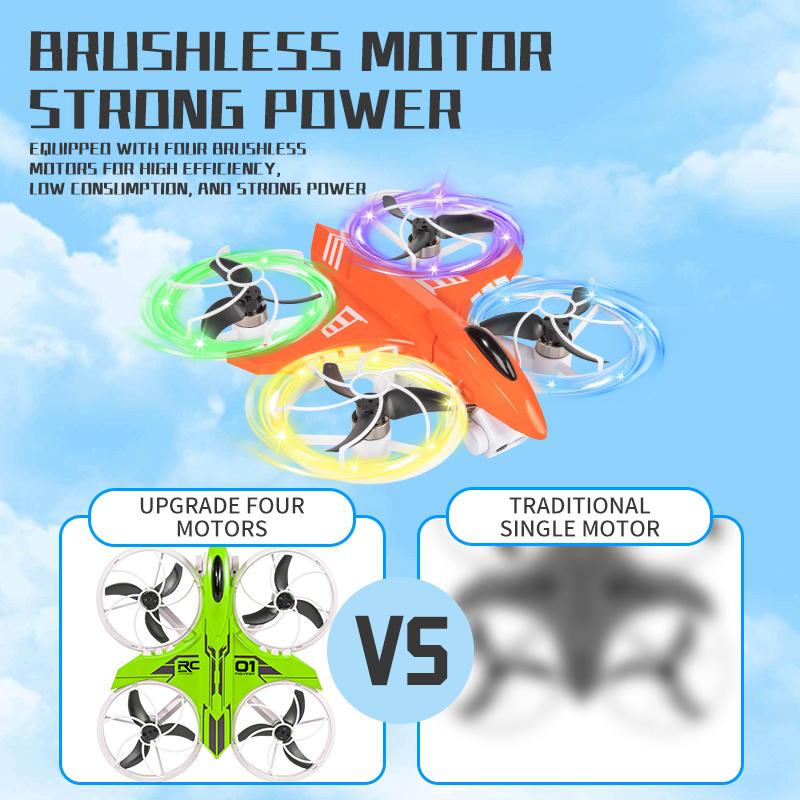 Beginner RC Drone with LED Light Stunt, Crash-Resistant Quadcopter Toy, Durable Remote Control Airplane, Great for Outdoor Play and Gifting