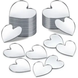 30 Piece Mini Heart-Shaped Acrylic Mirrors, DIY Home Decor Wall Table Kitchen Room Decoration, Decoration Items, Travel Size 0.78 Inch