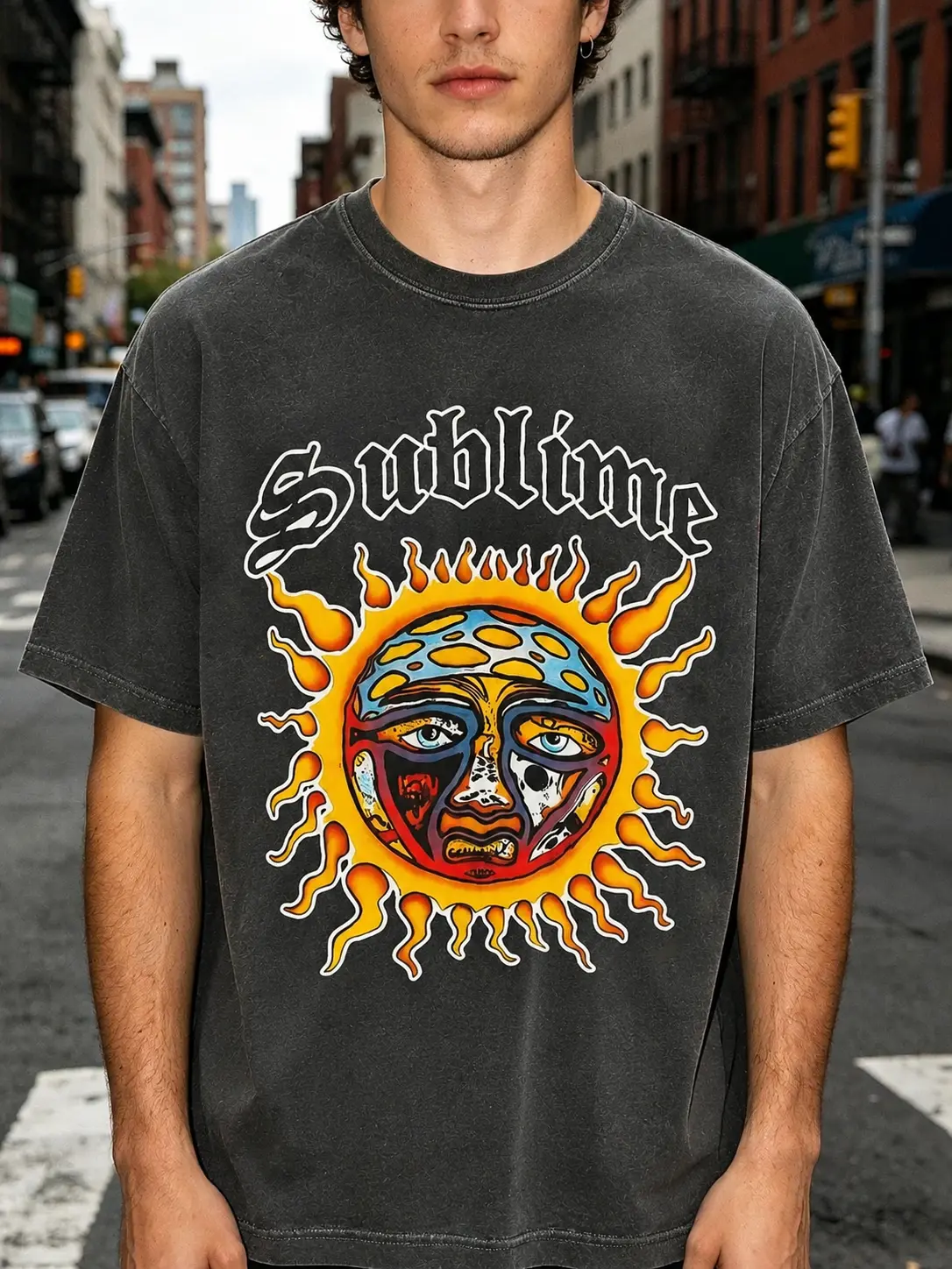 Vintage Sublime Flame Sun Shirt, Graphic Tee