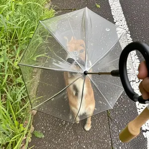 C-shaped Dog Umbrella, Adjustable & Bendable Dog Umbrella with Nylon Leash, Portable Waterproof Umbrella for Rainy Days Outdoor Dog Walking