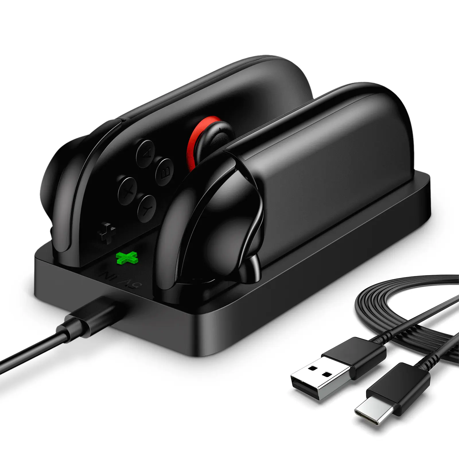 i-Blason Rubber Charging Dock for Nintendo Switch - 2 JoyCon Controllers, Travel Gaming Accessory with USB Port, Cable, LED Indicator, Device Protection, 4.5x2.5x0.5in Compact Slim Design