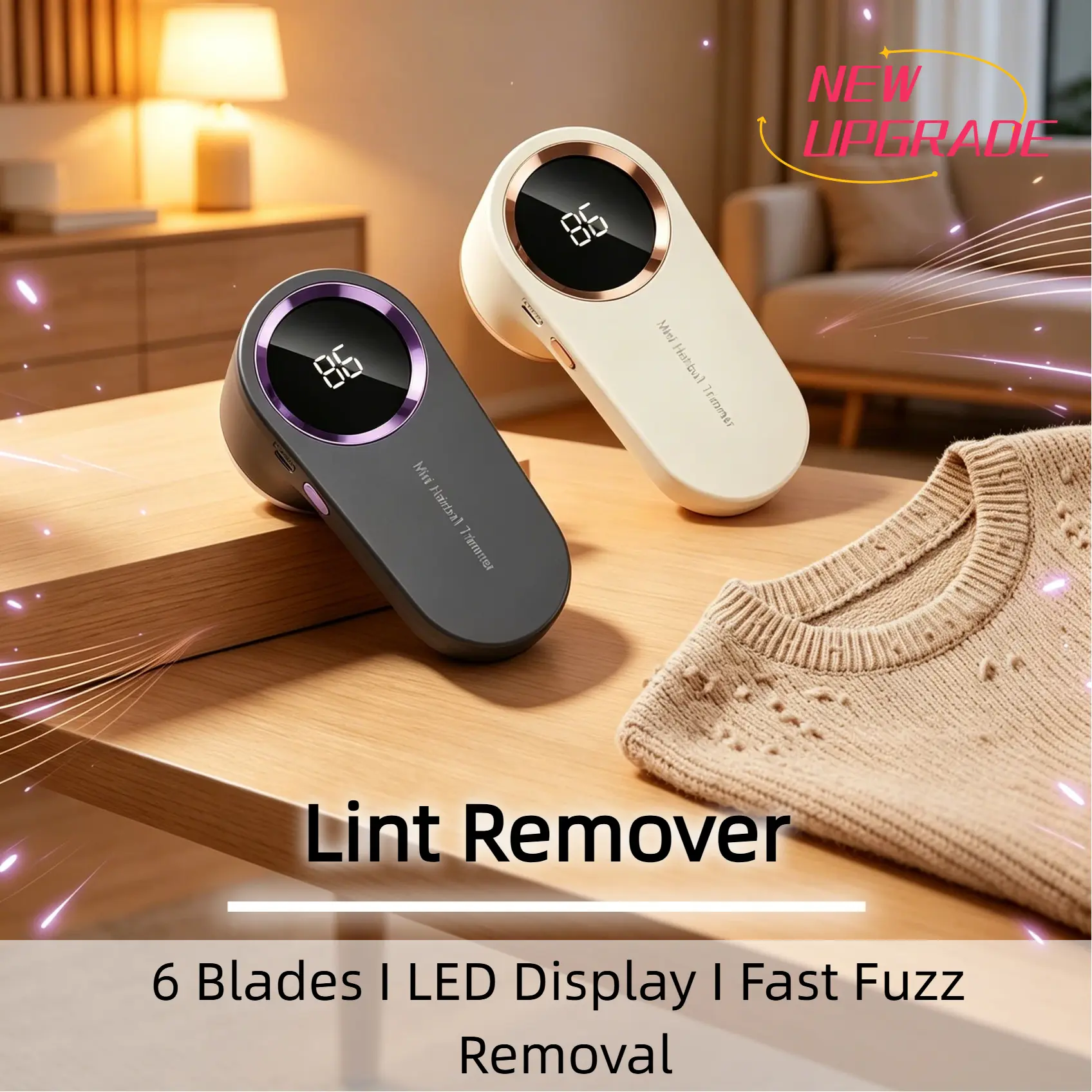 Household Lint Remover with Smart LED Digital Display, Portable Fabric Shaver, Lint Trimmer