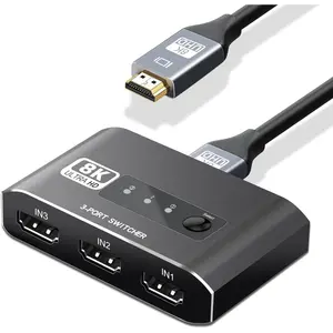 Links HDMI 2.1 Switch 4K 120Hz, Aluminum Alloy 8K@60Hz HDMI Switch 3 in 1 Out, 3x1 HDMI Switcher Selector, Supports 4K@120Hz, Ultra HD, 4k Hdmi Selector Switcher for Game Consoles, Fire Stick