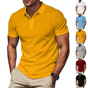 Men’s Classic Minimalist Polo Shirts, Summer Menswear Solid Color Turn-Down Collar Shortsleeve Clothes, American Retro Versatile Casual Top, Ideal for Summer Wins Father’s Day Gift