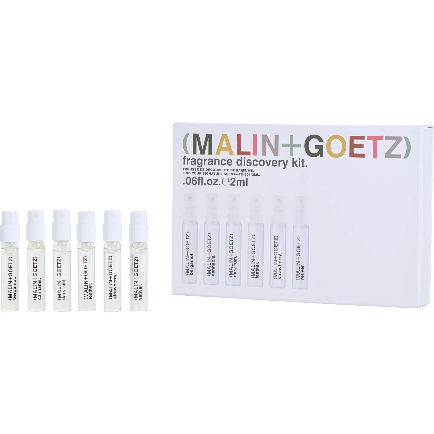 Malin+Goetz Variety Set-Fragrance Discovery Kit With Bergamot & Cannabis & Dark Rum & Leather & Strawberry & Vetiver And All Are Eau De Parfum Spray 0.06 Oz Mini For Unisex