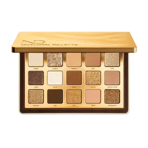 Natasha's Golden Eyeshadow Palette for Makeup and Cosmetics Crystal Evening - 15 Shades of Metallics & Mattes for Daytime or Evening Glam Looks