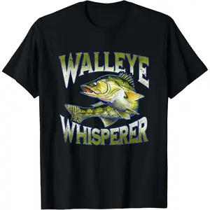 Cotton Streetwear Graphic Tees Casual Round Neck Shortsleeve Fashion Walleye Whisperer  Fishing Apparel Gift Fisherman T-Shirt