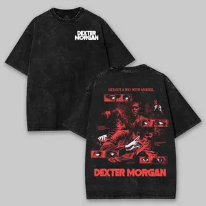 Dexter Morgan Washed T-shirt Heavyweight Cotton Streetwear graphic vintage tees, Bay Harbor Butcher TV Show Tee, Vintage Crime Thriller Shirt Apparel Classic Fabric Menswear